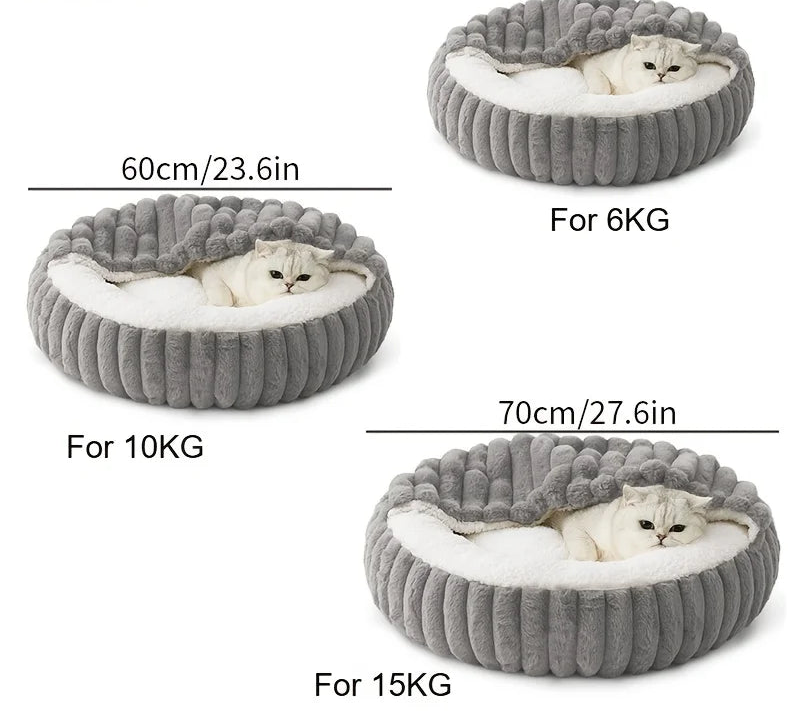 Calming Hooded Cat & Puppy Bed