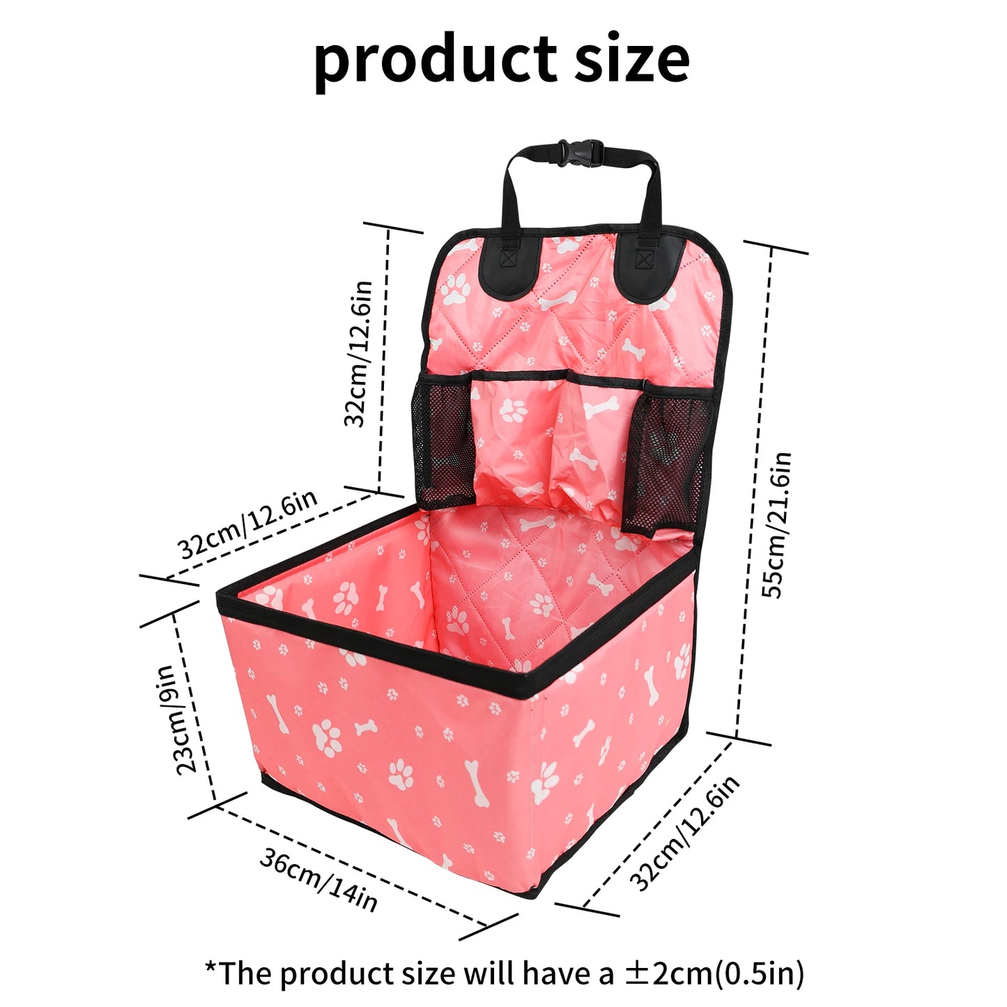 Portable Pet Car Seat with Storage Pockets